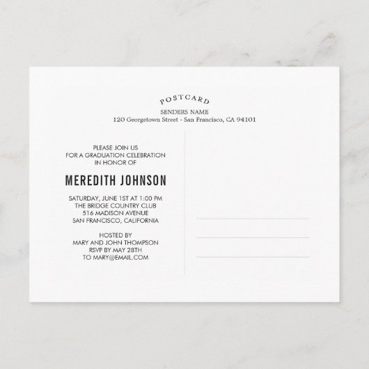 Het Briefkaart van het Afstuderen van het VunManus (Achterkant)