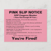 Het Briefkaart van het Bericht van het Ontslag van (Voorkant)