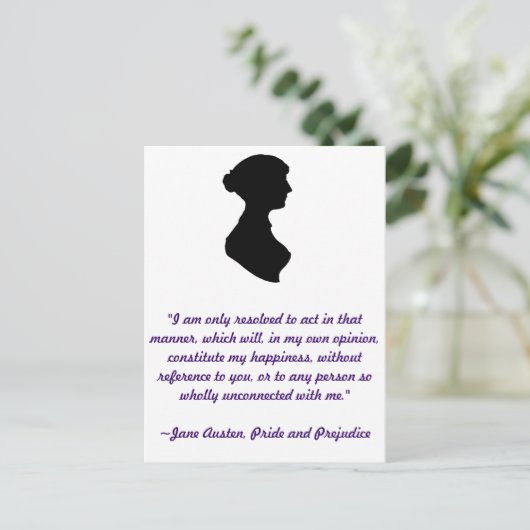 Het Briefkaart van het Citaat van Jane Austen (Staand voorkant)