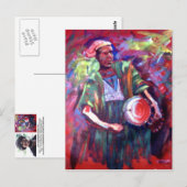 Het Briefkaart van het drummer-man door mojisola A (Voorkant / Achterkant)