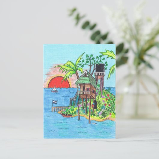 Het briefkaart van het eiland (Staand voorkant)