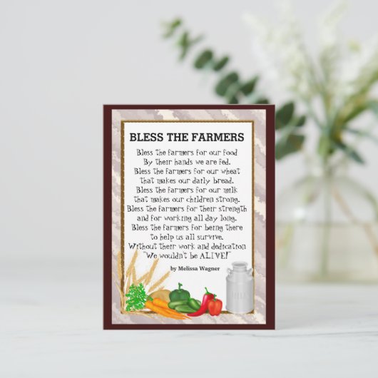 Het briefkaart van het gedicht van de Boeren (Staand voorkant)