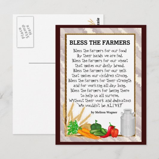 Het briefkaart van het gedicht van de Boeren (Voorkant / Achterkant)