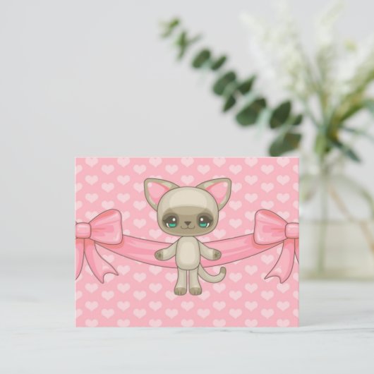 Het Briefkaart van het Kat van Kawaii (Staand voorkant)