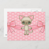 Het Briefkaart van het Kat van Kawaii (Voorkant / Achterkant)