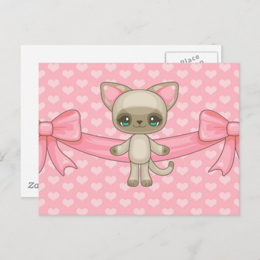 Het Briefkaart van het Kat van Kawaii (Voorkant / Achterkant)