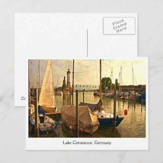 Het briefkaart van het Meer van Konstanz, (Voorkant / Achterkant)