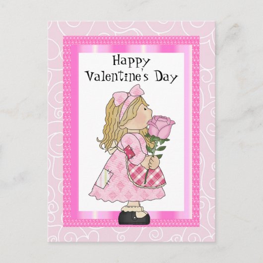 Het briefkaart van het Meisje van de Valentijnsdag (Voorkant)