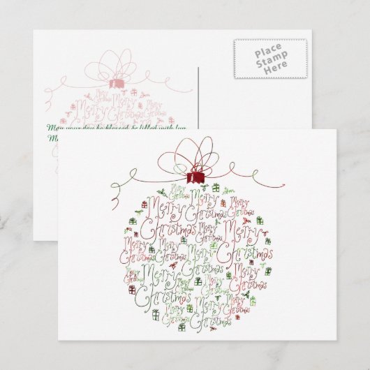 Het Briefkaart van het Ornament van Kerstmis (Voorkant / Achterkant)