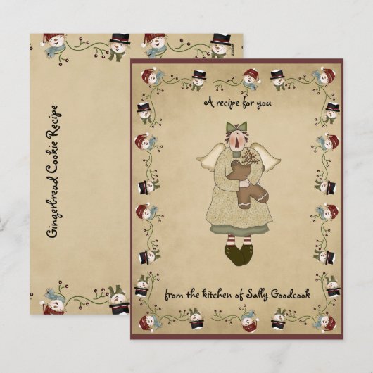 Het briefkaart van het receptenkaarten van (Voorkant / Achterkant)