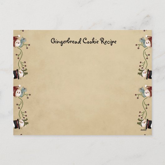 Het briefkaart van het receptenkaarten van (Achterkant)