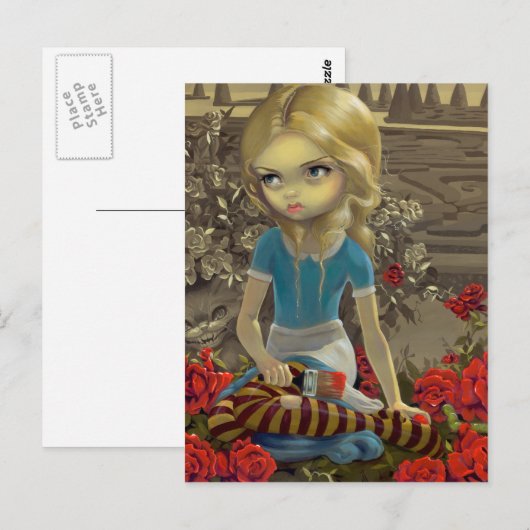 "Het Briefkaart van het Rood Roos schilderen" (Voorkant / Achterkant)