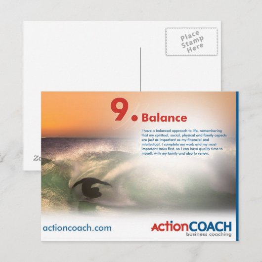 Het Briefkaart van het saldo - 14 Punten van (Voorkant / Achterkant)