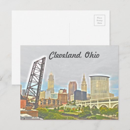 Het Briefkaart van het Uitzicht van Cleveland Ohio (Voorkant / Achterkant)