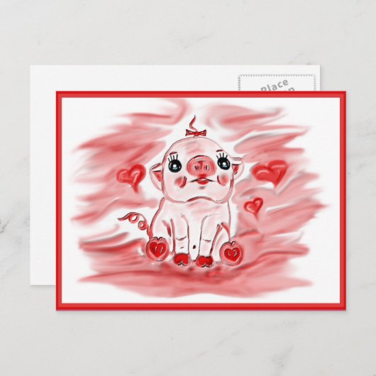 het briefkaart van het valentijnenvarken (Voorkant / Achterkant)
