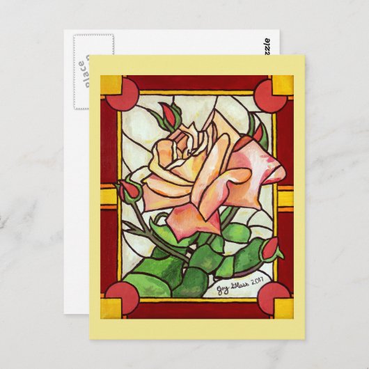 Het Briefkaart van het Venster van het Roos van de (Voorkant / Achterkant)