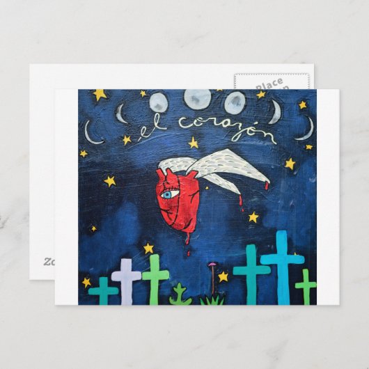 Het Briefkaart van het vliegende hart (Voorkant / Achterkant)