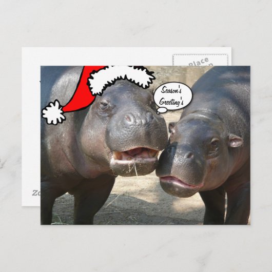 Het briefkaart van Hippo van de Kerstman van (Voorkant / Achterkant)