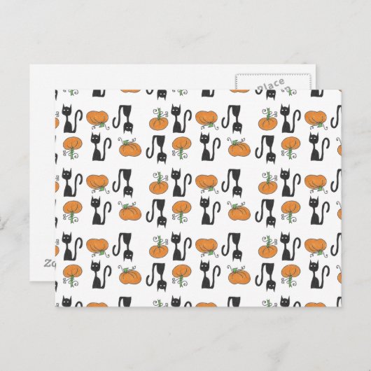 Het Briefkaart van katten en van Pompoenen (Voorkant / Achterkant)
