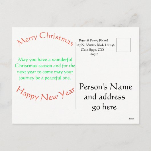 Het Briefkaart van Kerstmis (Achterkant)