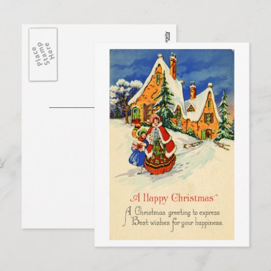 Het Briefkaart van Kerstmis (ca. 1920) (Voorkant / Achterkant)