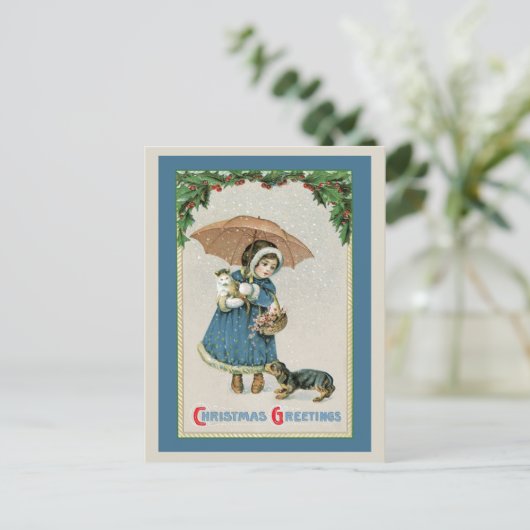 Het Briefkaart van Kerstmis:  Het vintage (Staand voorkant)