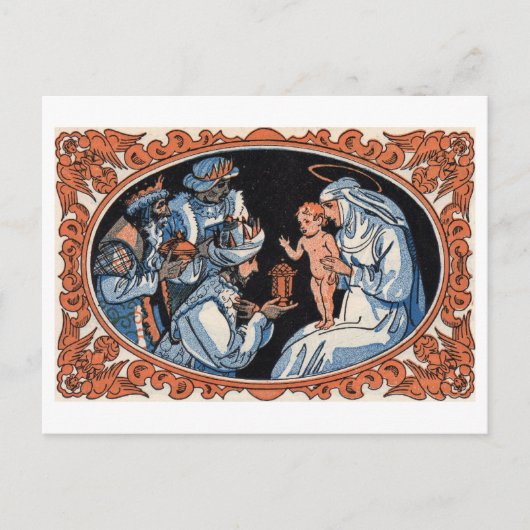 Het briefkaart van Kerstmis: Mary, Jesus en (Voorkant)