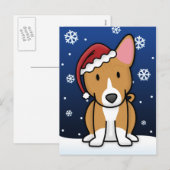 Het Briefkaart van Kerstmis van Basenji van Kawaii (Voorkant / Achterkant)