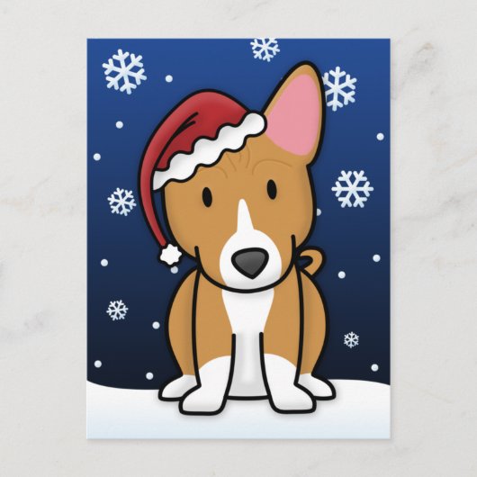 Het Briefkaart van Kerstmis van Basenji van Kawaii (Voorkant)