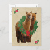Het Briefkaart van Kerstmis van de alpaca (Voorkant / Achterkant)
