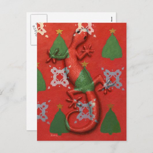 Het briefkaart van Kerstmis van de gekko (Voorkant / Achterkant)