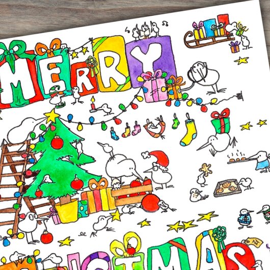 Het briefkaart van Kerstmis van de kiwi door