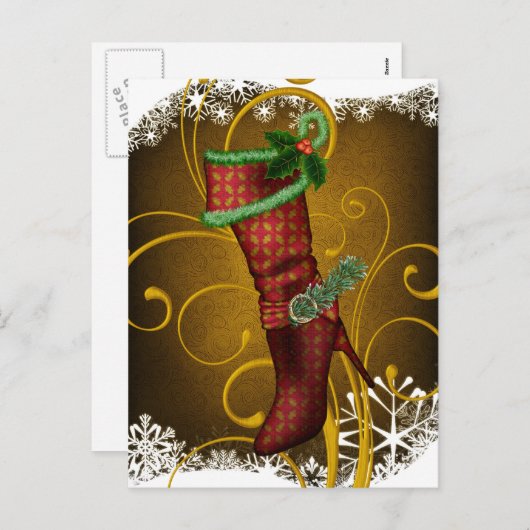 Het Briefkaart van Kerstmis van de Laars van de (Voorkant / Achterkant)