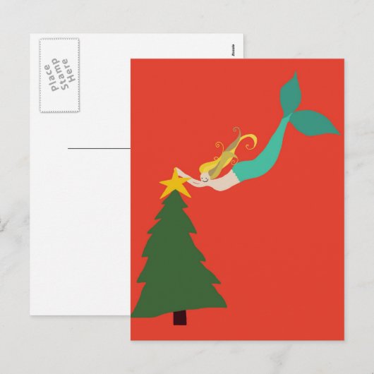 Het Briefkaart van Kerstmis van de meermin (Voorkant / Achterkant)