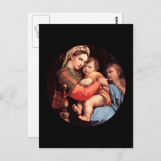 Het briefkaart van Madonna en het kind (Voorkant / Achterkant)