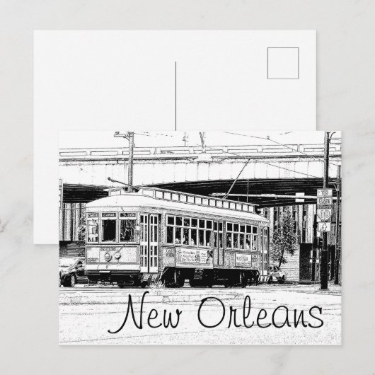 Het Briefkaart van New Orleans - Tram (Voorkant / Achterkant)