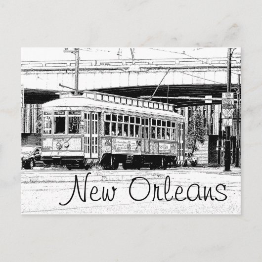 Het Briefkaart van New Orleans - Tram (Voorkant)