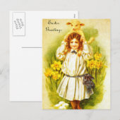 Het Briefkaart van Pasen met het Zoete Victoriaans (Voorkant / Achterkant)