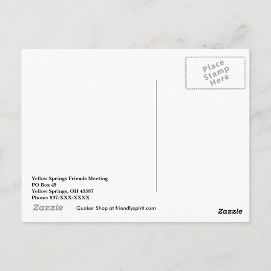 Het Briefkaart van Pax van het Symbool van de (Achterkant)