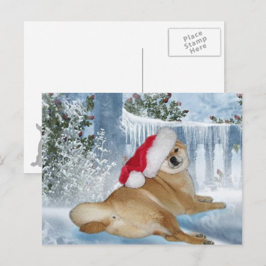 Het Briefkaart van Shiba Inu van Kerstmis (Voorkant / Achterkant)