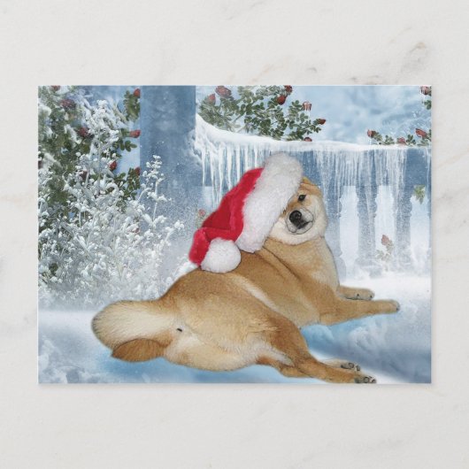 Het Briefkaart van Shiba Inu van Kerstmis (Voorkant)