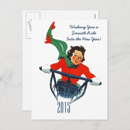 Het Briefkaart van Sledding van de Winter van de (Voorkant / Achterkant)