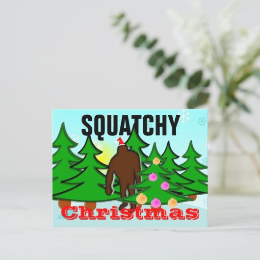 Het Briefkaart van Squatch van Kerstmis van (Staand voorkant)