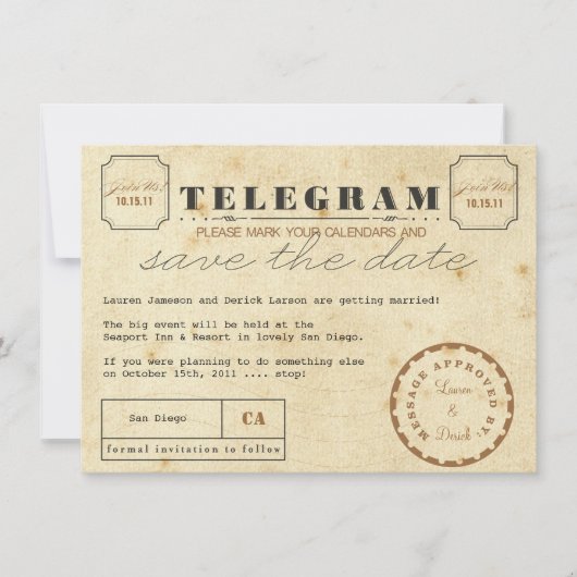 Het  Briefkaart van Telegram sparen de Datum (Voorkant)