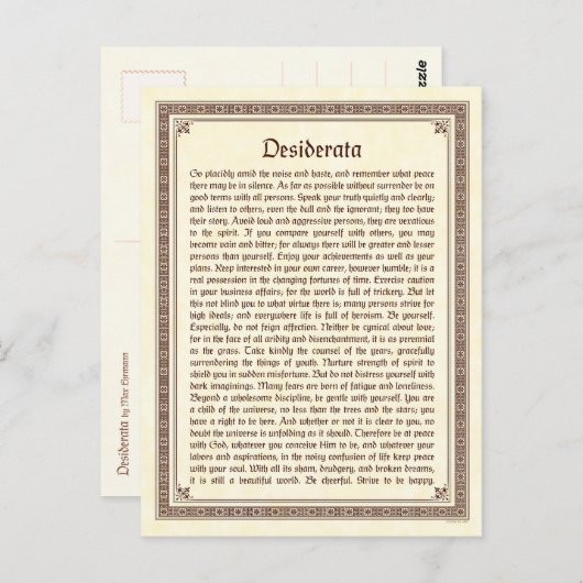 Het Briefkaart van wensen (Voorkant / Achterkant)