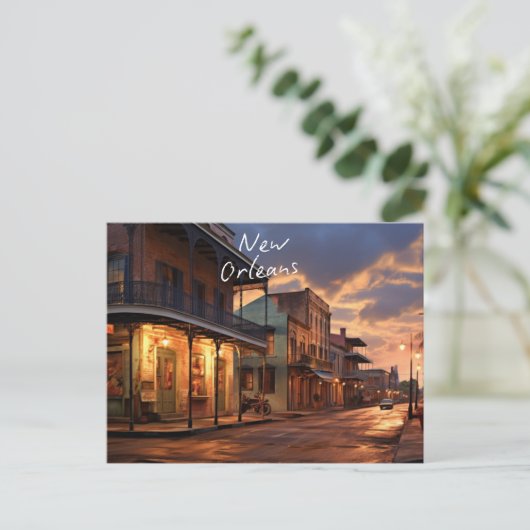 Het briefkaart "Winter Nights in New Orleans". (Staand voorkant)