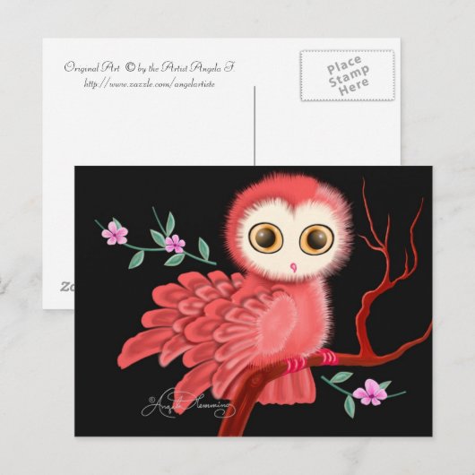 Het Briefkaart Wistful Owl, Notitiekaarten, Groet (Voorkant / Achterkant)