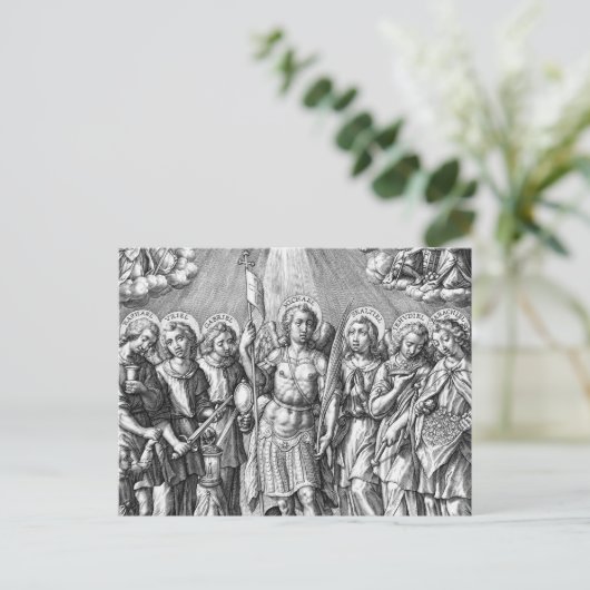 Het Briefkaart Zeven Archangels (M 034; Engraving) (Staand voorkant)