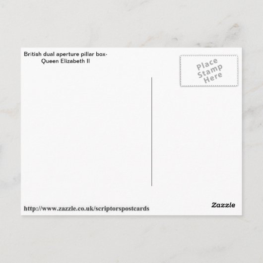 Het Britse briefkaart van de pijlerdoos (Achterkant)