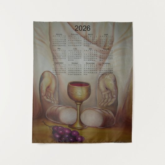 Het Brood des Levens: Heilige Eucharistie 2026 Age Wandkleed (Voorkant)